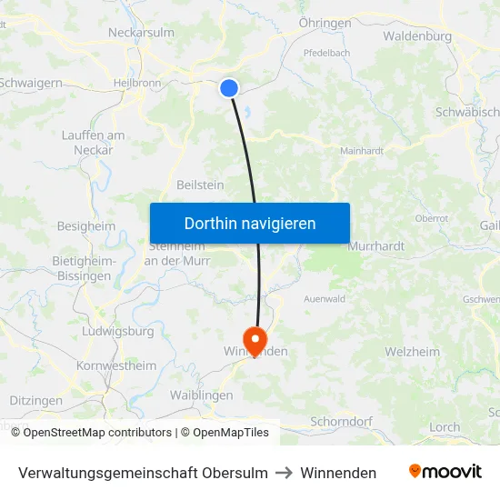 Verwaltungsgemeinschaft Obersulm to Winnenden map
