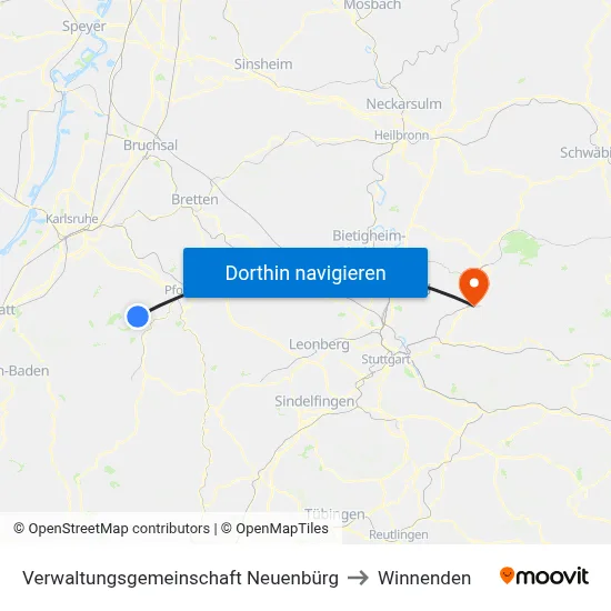 Verwaltungsgemeinschaft Neuenbürg to Winnenden map
