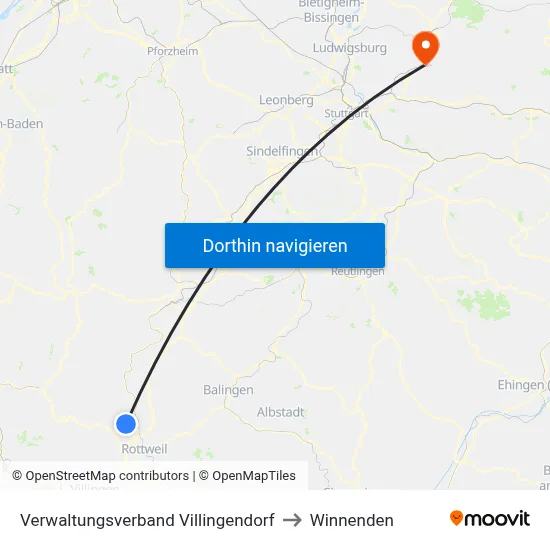 Verwaltungsverband Villingendorf to Winnenden map