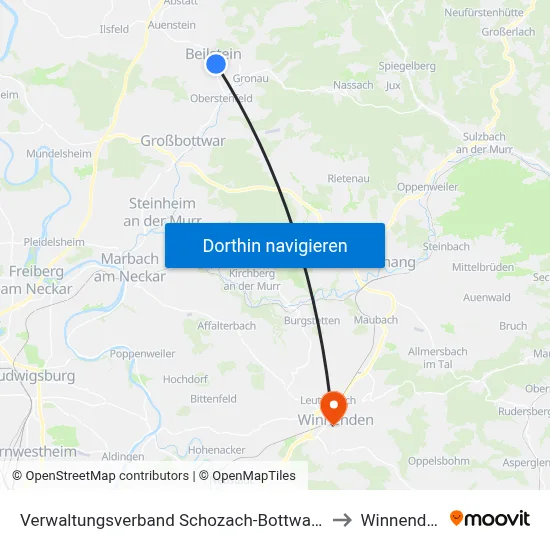 Verwaltungsverband Schozach-Bottwartal to Winnenden map