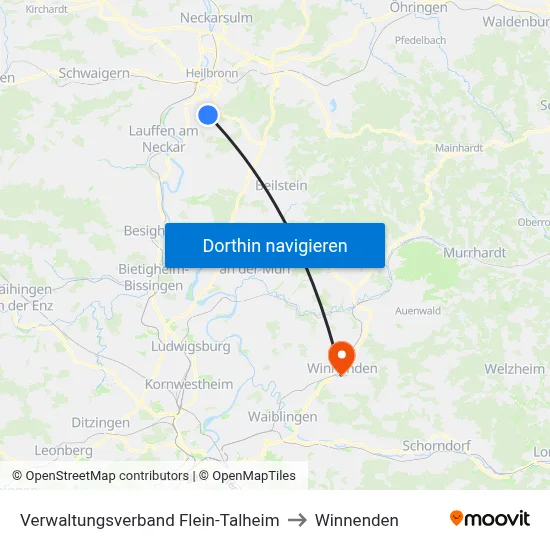 Verwaltungsverband Flein-Talheim to Winnenden map