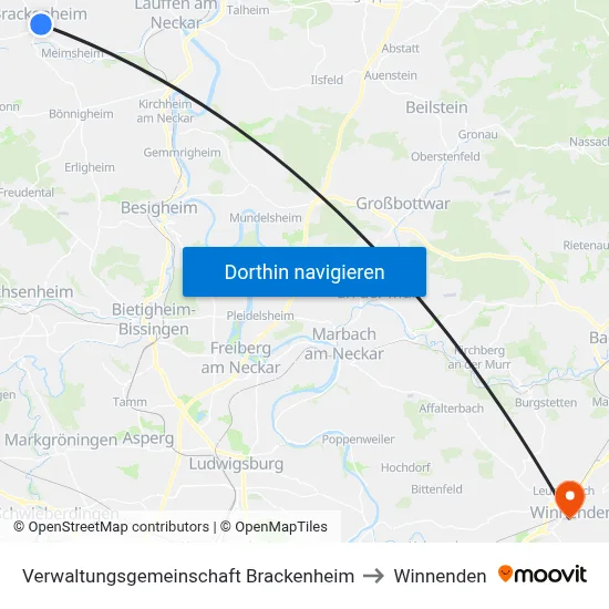 Verwaltungsgemeinschaft Brackenheim to Winnenden map