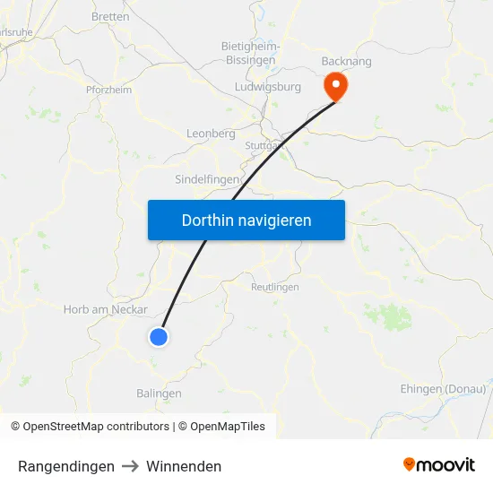 Rangendingen to Winnenden map