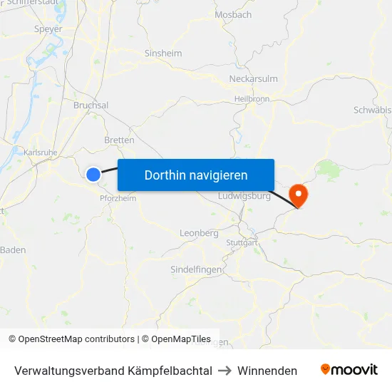 Verwaltungsverband Kämpfelbachtal to Winnenden map