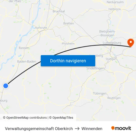 Verwaltungsgemeinschaft Oberkirch to Winnenden map