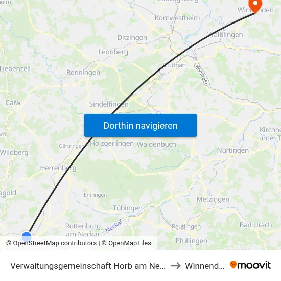Verwaltungsgemeinschaft Horb am Neckar to Winnenden map