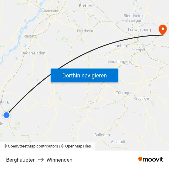 Berghaupten to Winnenden map
