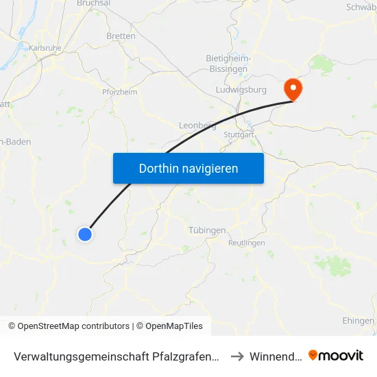 Verwaltungsgemeinschaft Pfalzgrafenweiler to Winnenden map