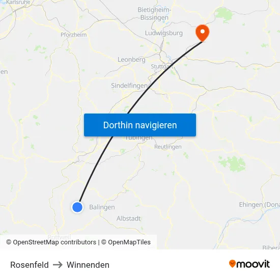 Rosenfeld to Winnenden map