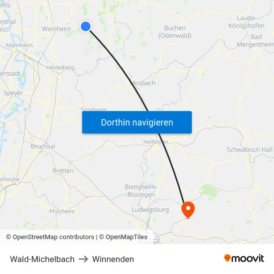 Wald-Michelbach to Winnenden map