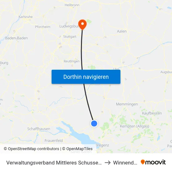 Verwaltungsverband Mittleres Schussental to Winnenden map