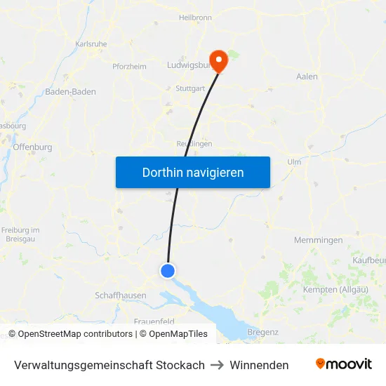 Verwaltungsgemeinschaft Stockach to Winnenden map