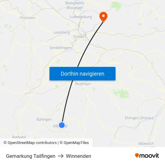Gemarkung Tailfingen to Winnenden map
