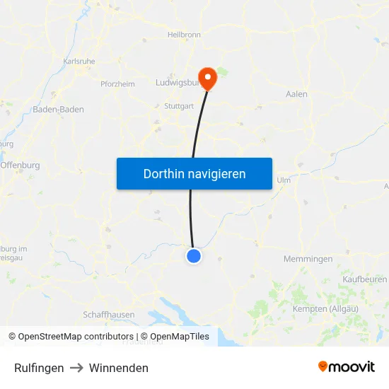 Rulfingen to Winnenden map