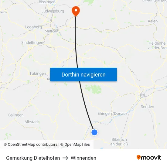Gemarkung Dietelhofen to Winnenden map