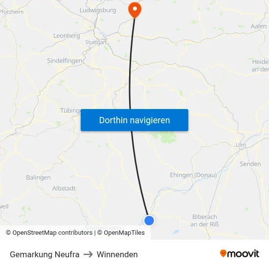 Gemarkung Neufra to Winnenden map