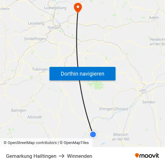 Gemarkung Hailtingen to Winnenden map
