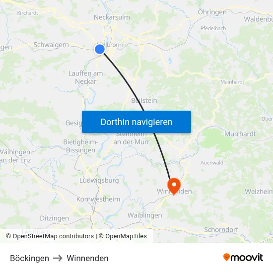 Böckingen to Winnenden map