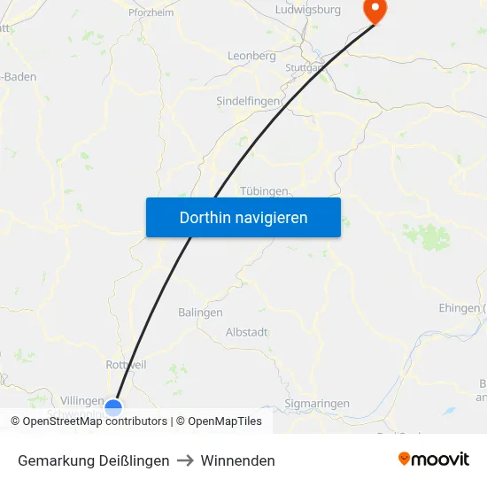 Gemarkung Deißlingen to Winnenden map