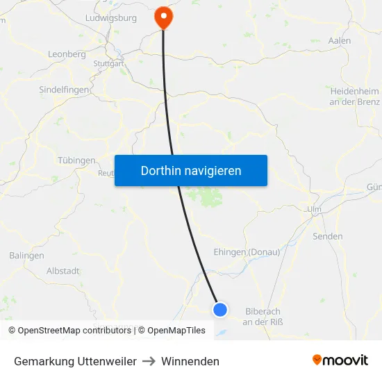Gemarkung Uttenweiler to Winnenden map