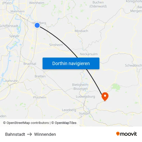 Bahnstadt to Winnenden map