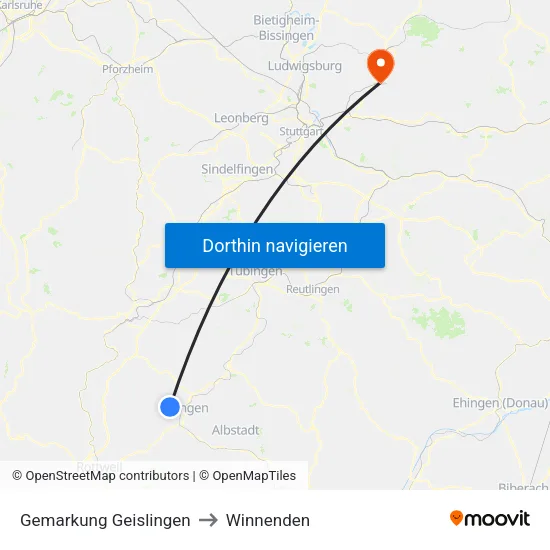 Gemarkung Geislingen to Winnenden map