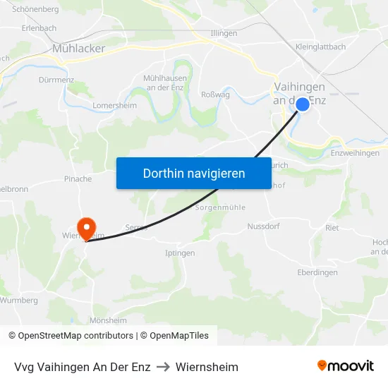 Vvg Vaihingen An Der Enz to Wiernsheim map