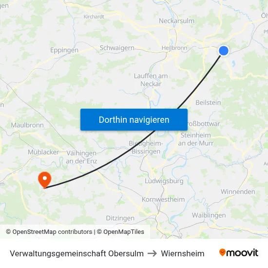 Verwaltungsgemeinschaft Obersulm to Wiernsheim map