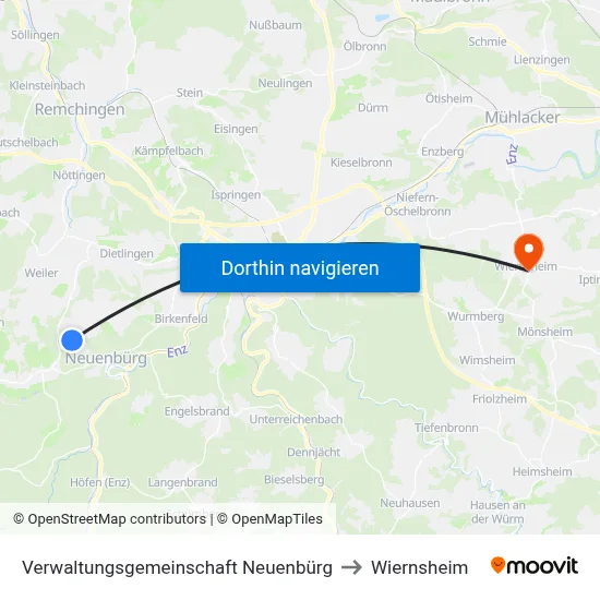 Verwaltungsgemeinschaft Neuenbürg to Wiernsheim map