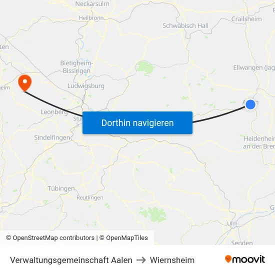 Verwaltungsgemeinschaft Aalen to Wiernsheim map