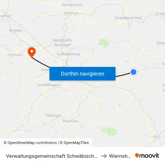 Verwaltungsgemeinschaft Schwäbisch Gmünd to Wiernsheim map