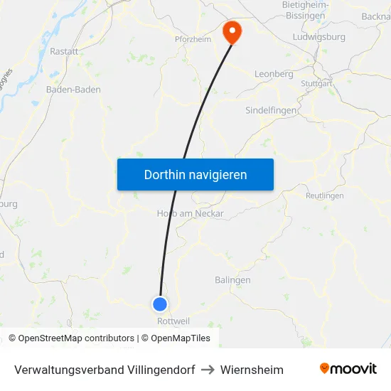 Verwaltungsverband Villingendorf to Wiernsheim map