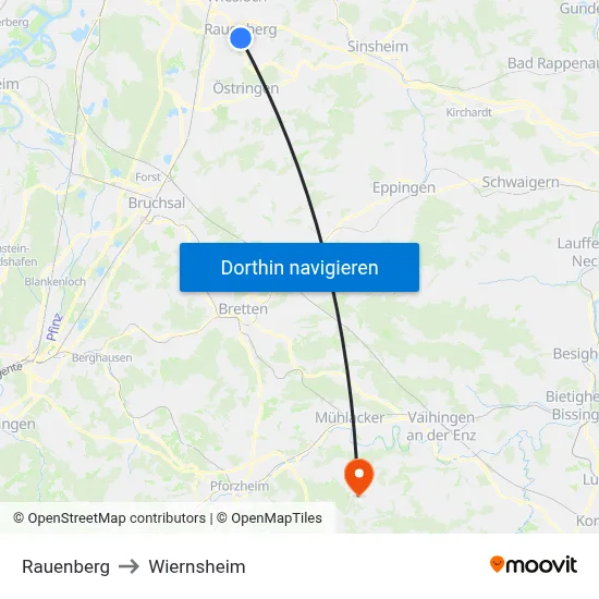 Rauenberg to Wiernsheim map