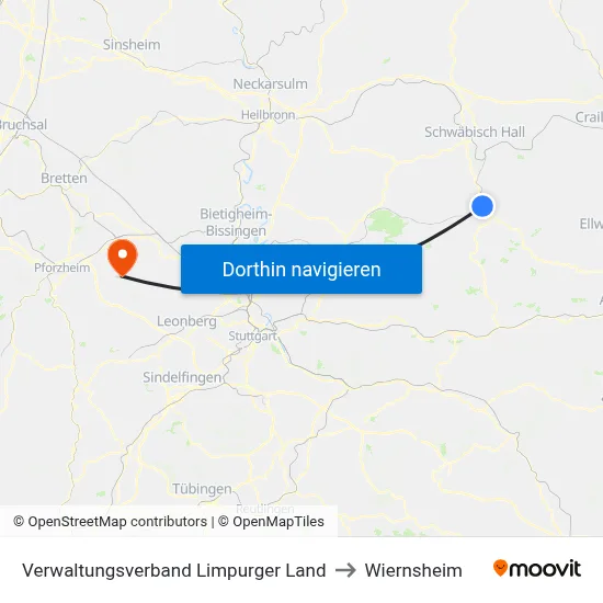 Verwaltungsverband Limpurger Land to Wiernsheim map