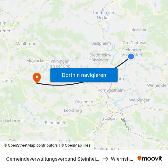 Gemeindeverwaltungsverband Steinheim-Murr to Wiernsheim map