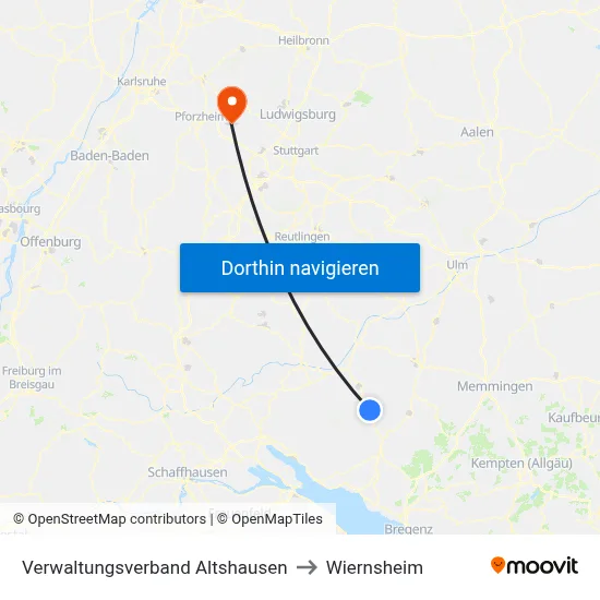 Verwaltungsverband Altshausen to Wiernsheim map