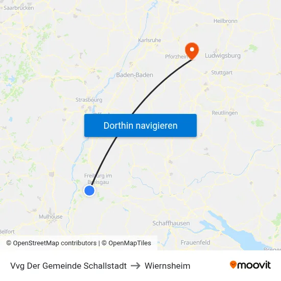 Vvg Der Gemeinde Schallstadt to Wiernsheim map