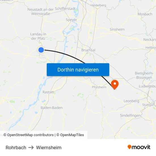 Rohrbach to Wiernsheim map