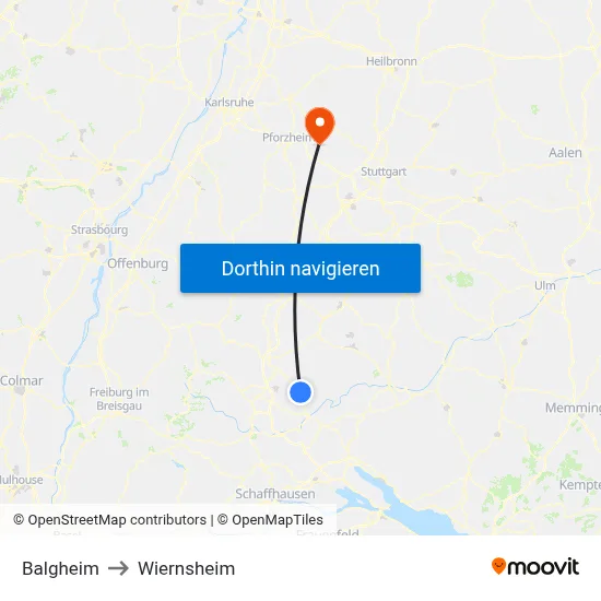 Balgheim to Wiernsheim map