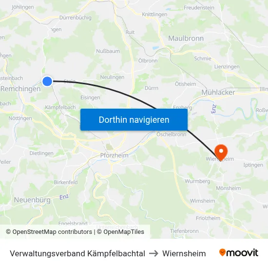 Verwaltungsverband Kämpfelbachtal to Wiernsheim map