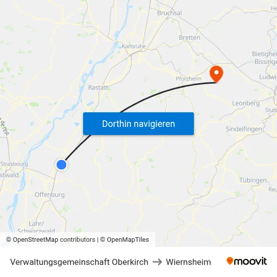 Verwaltungsgemeinschaft Oberkirch to Wiernsheim map