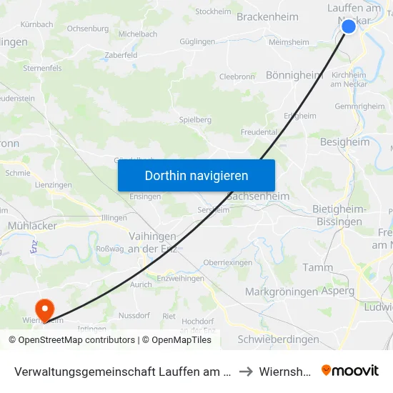 Verwaltungsgemeinschaft Lauffen am Neckar to Wiernsheim map