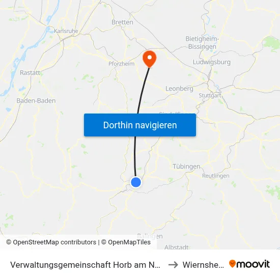 Verwaltungsgemeinschaft Horb am Neckar to Wiernsheim map