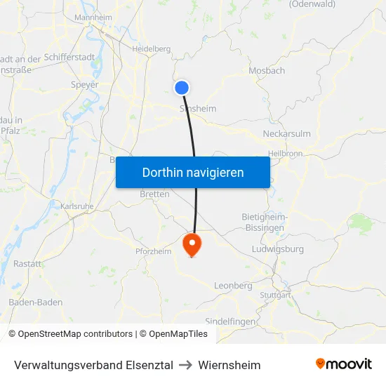 Verwaltungsverband Elsenztal to Wiernsheim map