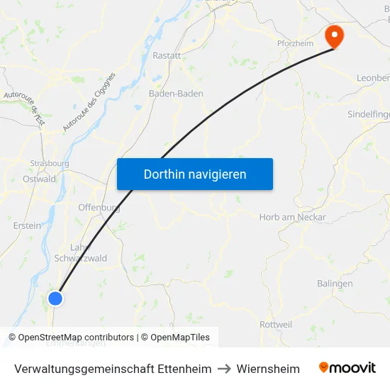 Verwaltungsgemeinschaft Ettenheim to Wiernsheim map