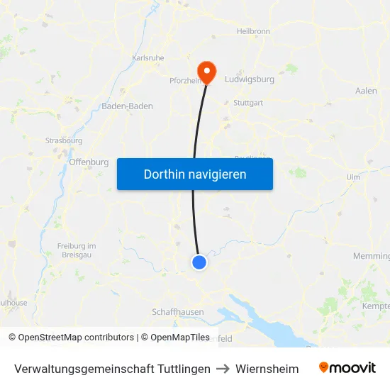Verwaltungsgemeinschaft Tuttlingen to Wiernsheim map