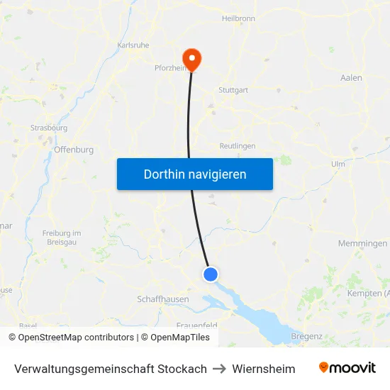 Verwaltungsgemeinschaft Stockach to Wiernsheim map
