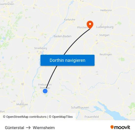 Günterstal to Wiernsheim map