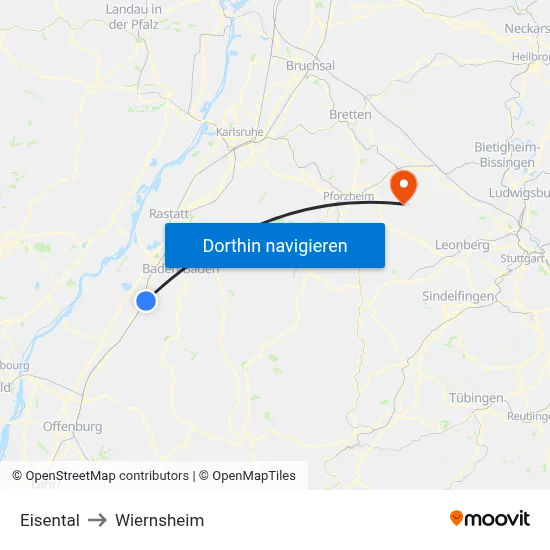 Eisental to Wiernsheim map