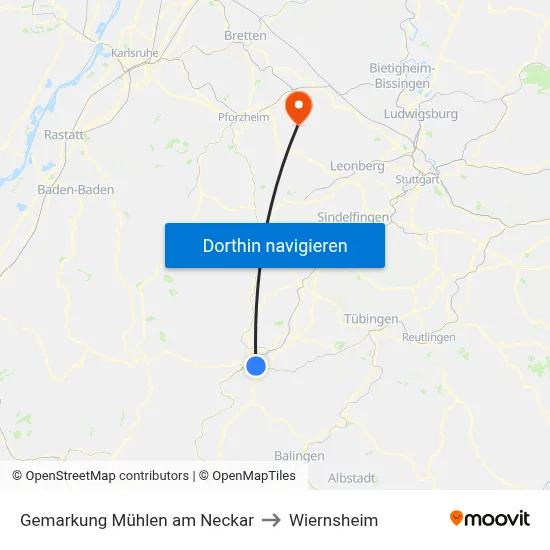 Gemarkung Mühlen am Neckar to Wiernsheim map